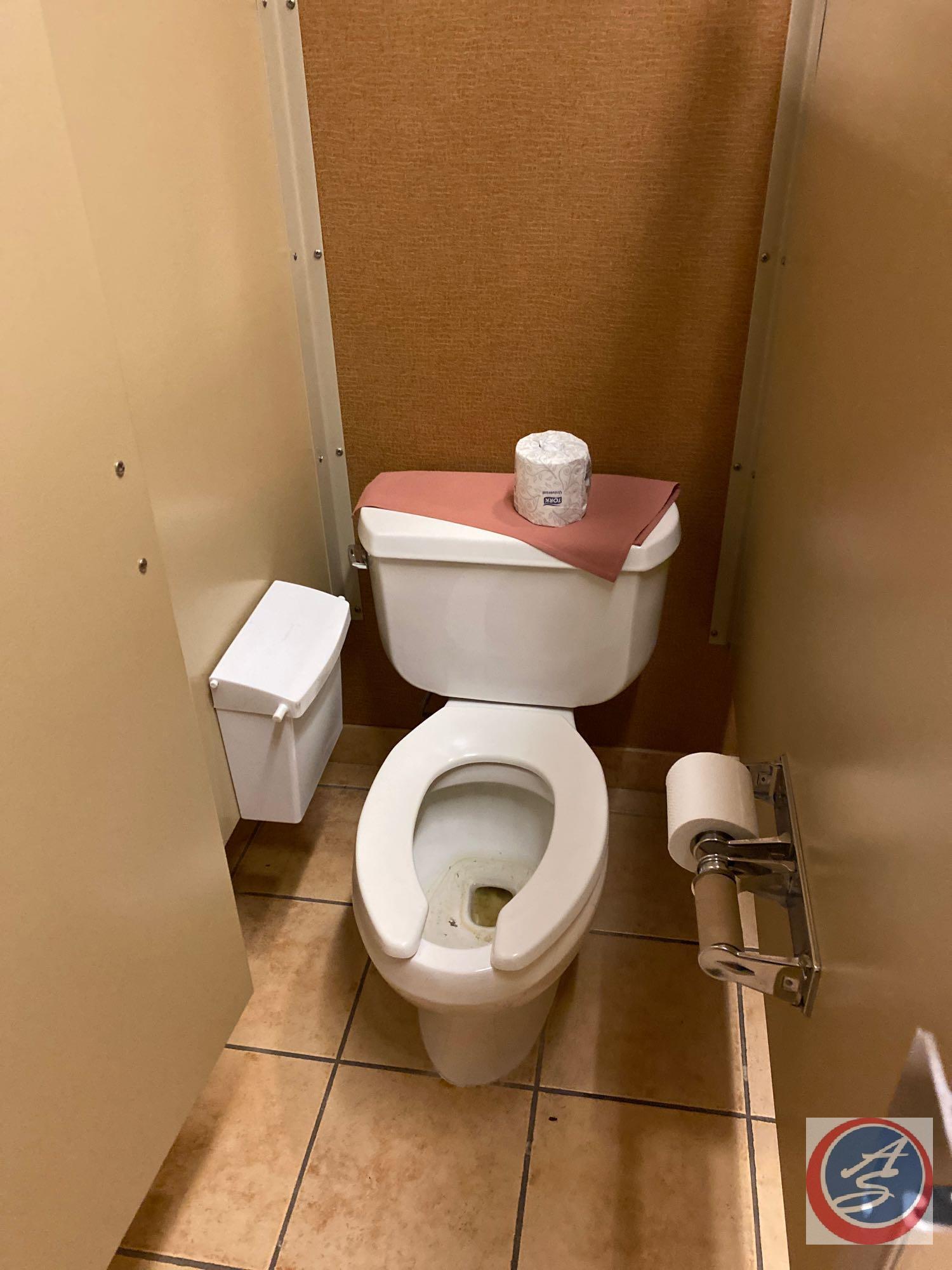 Scrap Lot of Bathroom This Lot Includes Door Frame, Door, Toilets, Partitions, Sinks,Plumbing,