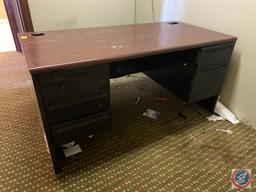 Five Drawer Office Desk Measuring 60'' X 30'' X 29'' and (2) Bulletin Boards