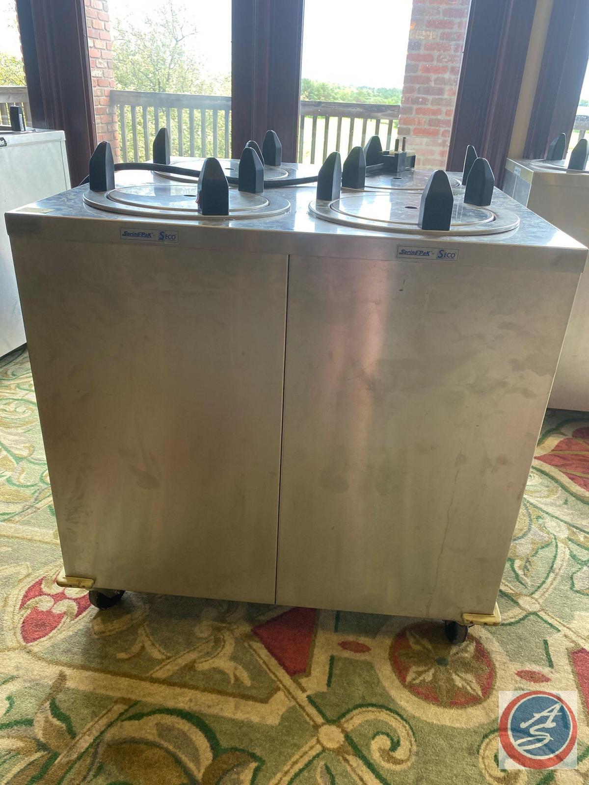 Spring-Pak by Seco Four Section Dish Dispenser, Heated Dish, and Mobile Dish Cart model No.