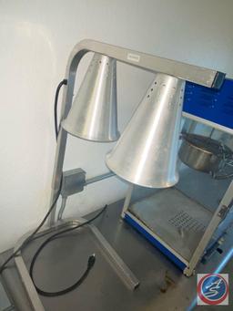 Two Bulb Heat Lamp and Popcorn Machine Measuring 18.5'' x 16.5'' X 30''