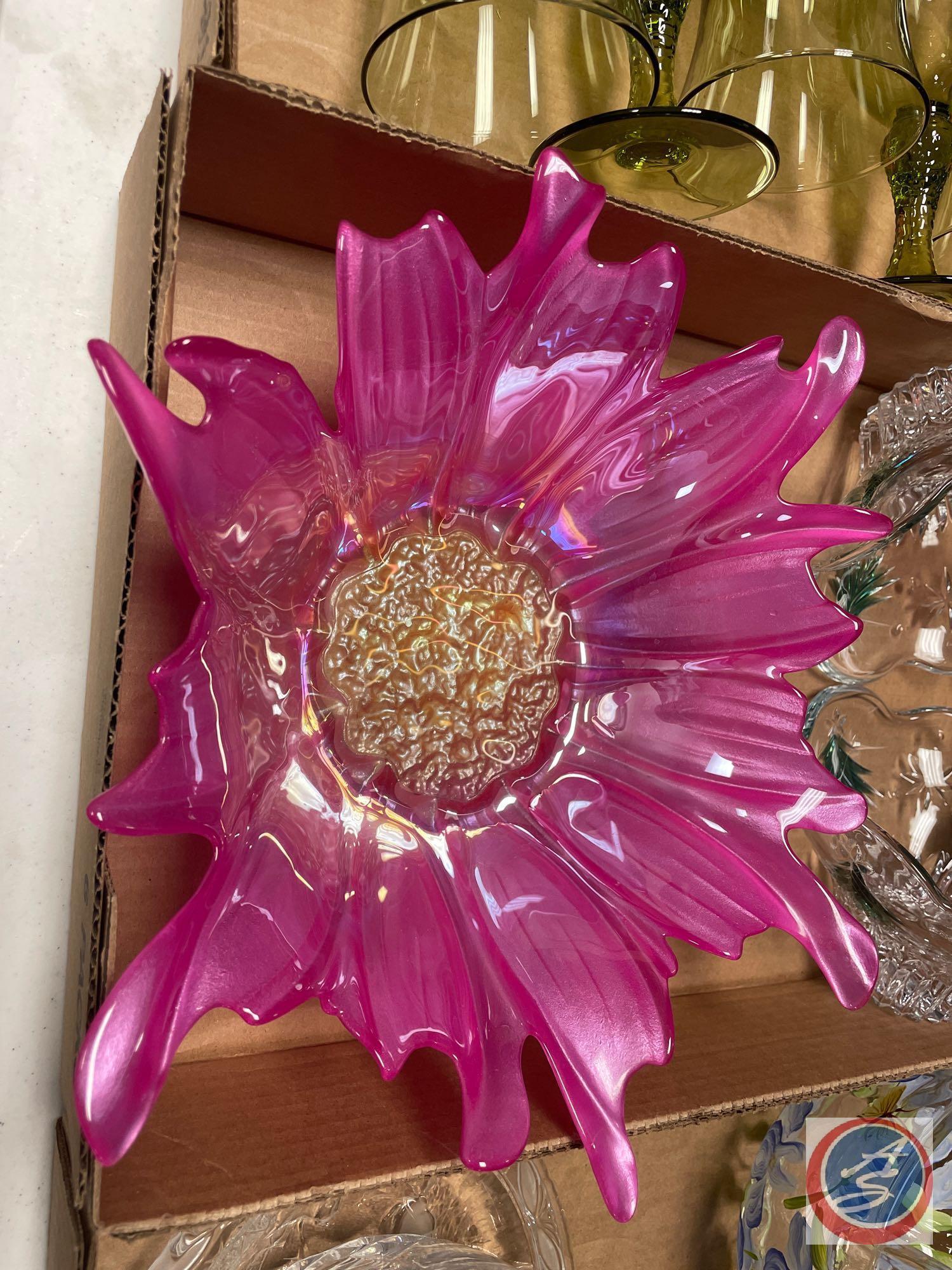 Vintage Akcam Dessert Flower Iridescent Flower Bowl Differnt Color's,Plus More