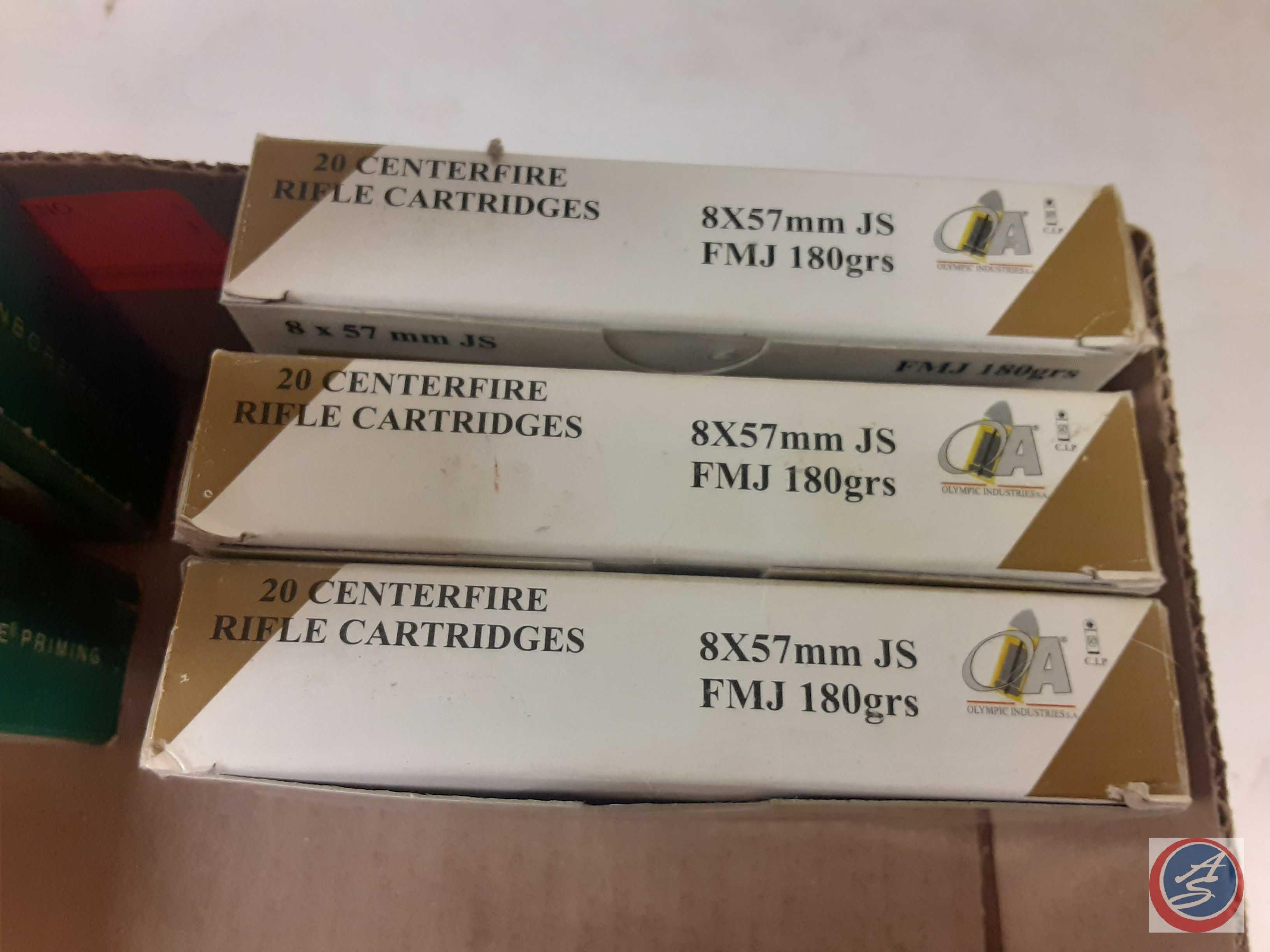 Assorted ammunition (60) rounds of Centerfire 8x57 mm, (20) round of Hornady 444 Merlin, (60) rounds