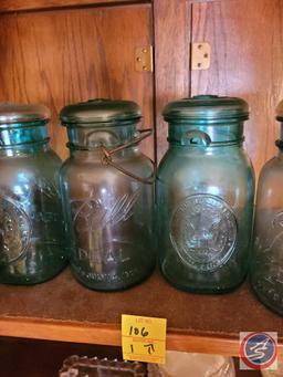 Set of four vintage Ball Mason jars....