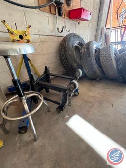 Engine Stand, (2) rolling engine carts, Aluminum Shop stool