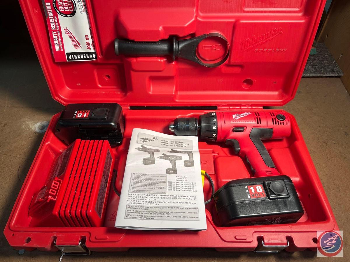 Milwaukee...cordless 18 V driver drill, with charger, battery in plastic case