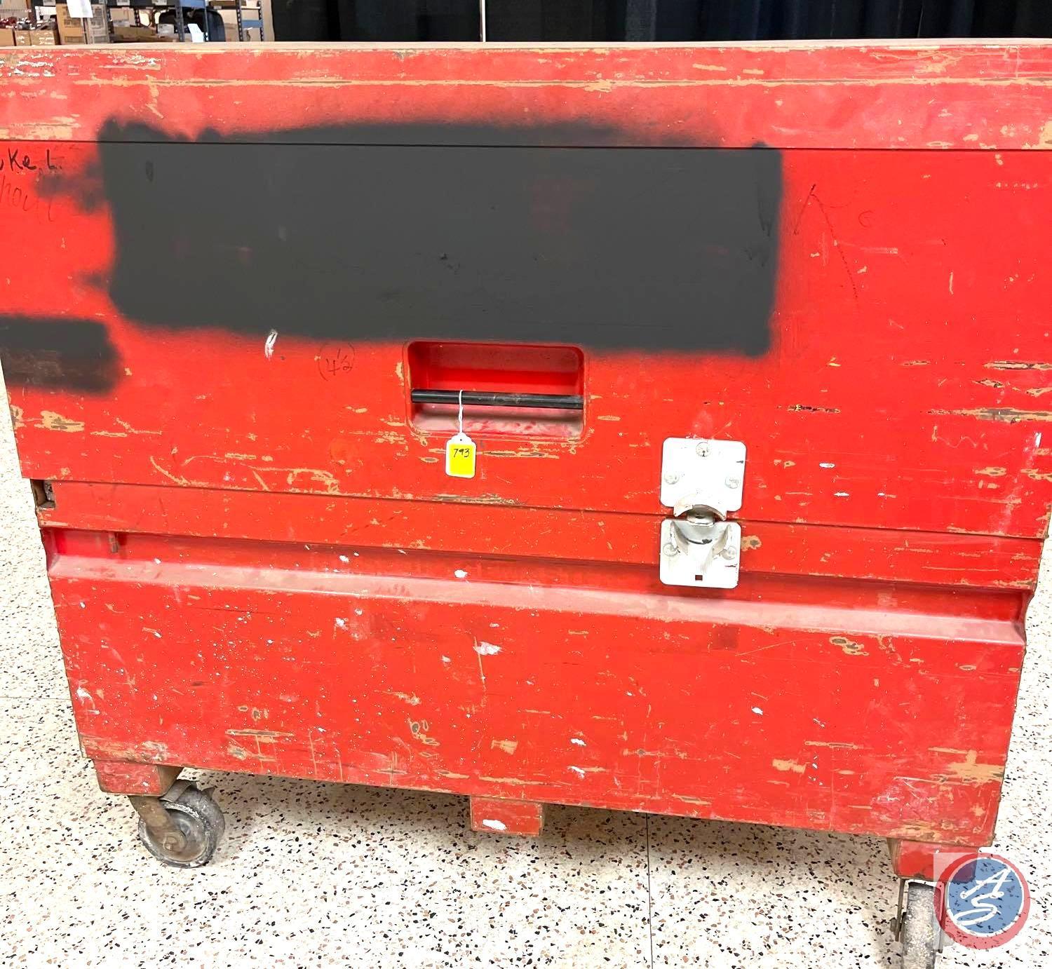 Job Box w/electric receptacles approx 60in. x 30in. x 57in....