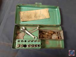 (2) Vintage Roper Whitney Metal Tool No. 5 (missing punches), Craftsman Clench Wrench, M-6 Combo
