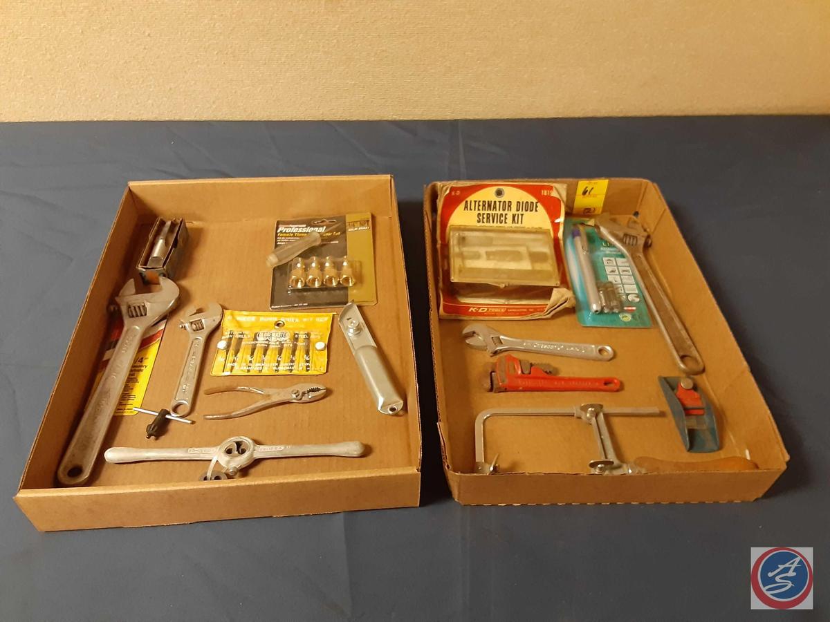 Crescent Wrenches, Pipe Wrench, Coping Saw, Drill Bit Set, Utility Knife, Tap & Die, Air Couplers ,