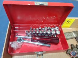 Wright Tool Set in Metal Box, Vintage Tools, Vintage Folding Ruler, Vintage Thread Chasing Tools