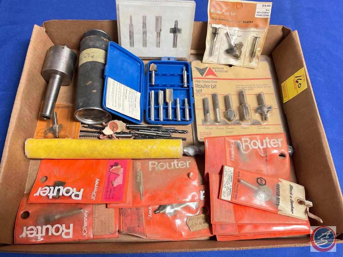 Assortment of Router Bits, Drill Bits