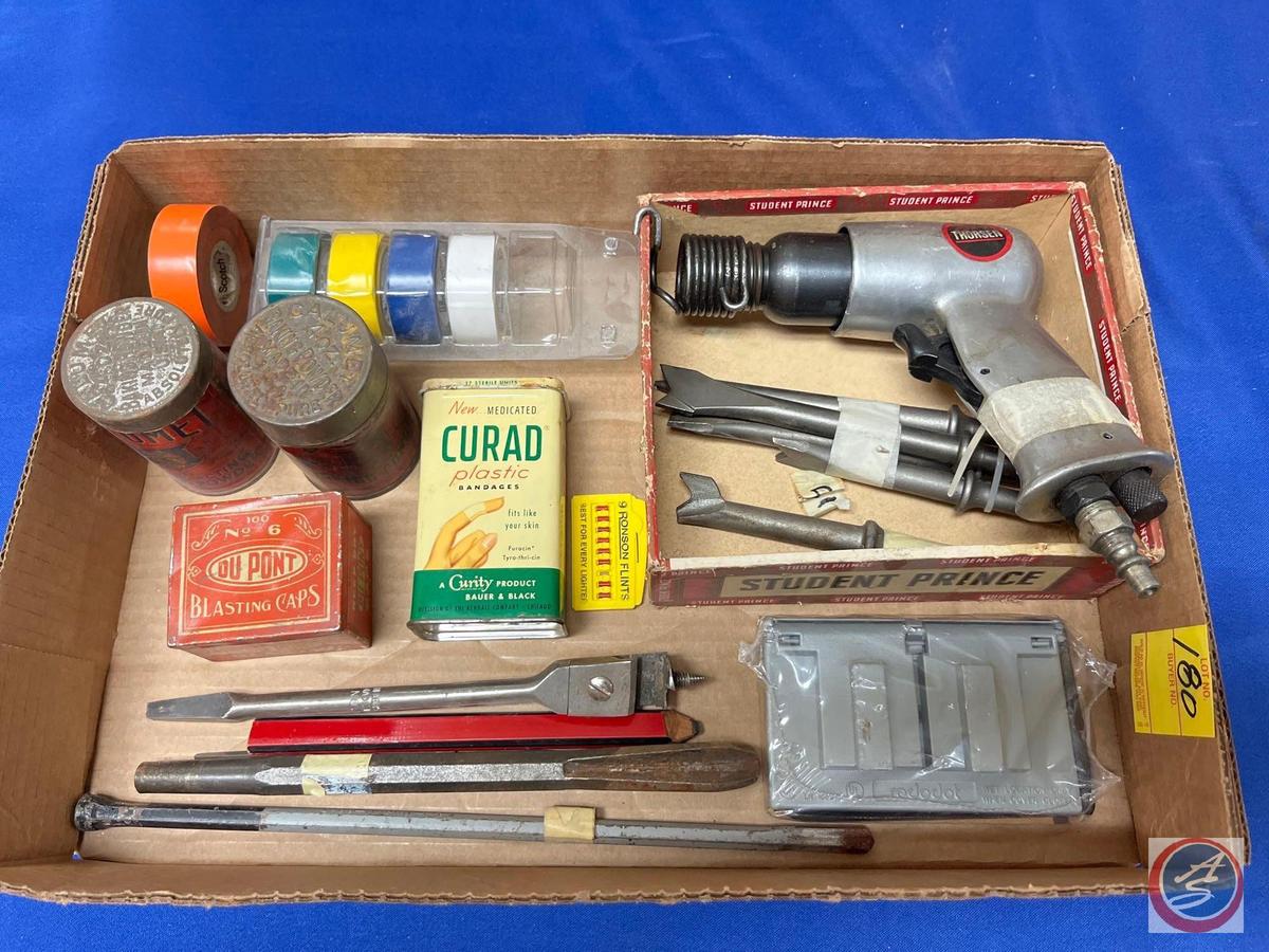Colored Electrical Tape, Vintage Tins, Drill Bits, Electrical Cover, Air Thorsen Hammer Drill