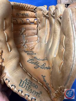 Vintage Baseball Glove Catchers Mitt...Del Crandall M229, Wilson Base Ball Glove Ron Santo