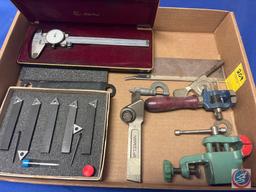 Mini Hobby Vise, Vintage Hand Vise, Dial Calipers, Turning Tool Set, Outside Micrometer