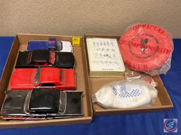 Brain Teaser Game, Frisbee w/Advertising Business, Vintage Cars and Truck (No Wheels)