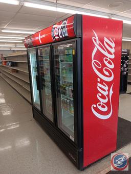 3 door Coke cooler with shelving