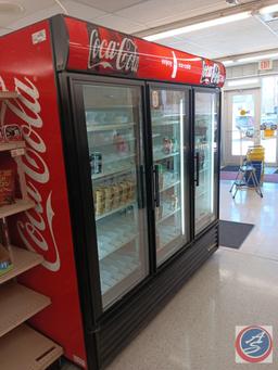 3 door Coke cooler with shelving