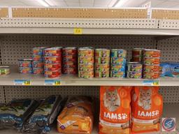 Canned and dry cat food and Thistle bird seed