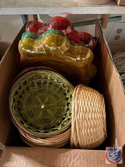 (2) boxes of baskets and decor