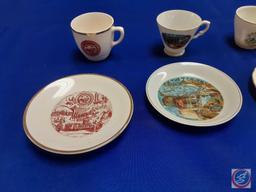 (4) small collector teacups and saucers Minnesota, 7 caves Bainbridge Ohio, colorful Colorado,