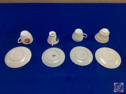 (4) small collector teacups and saucers Minnesota, 7 caves Bainbridge Ohio, colorful Colorado,