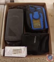 Radioshack video cassette rewinder, travel voltage converter and (2) camera bags