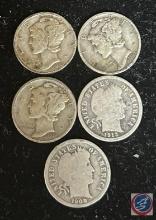 (5) Mercury Dimes