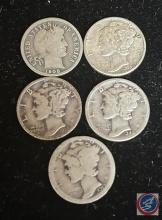 (5) Mercury Dimes