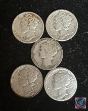 (5) Mercury Dimes