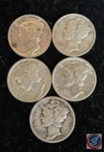 (5) Mercury Dimes