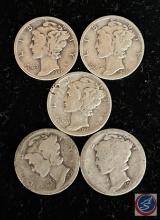 (5) Mercury Dimes