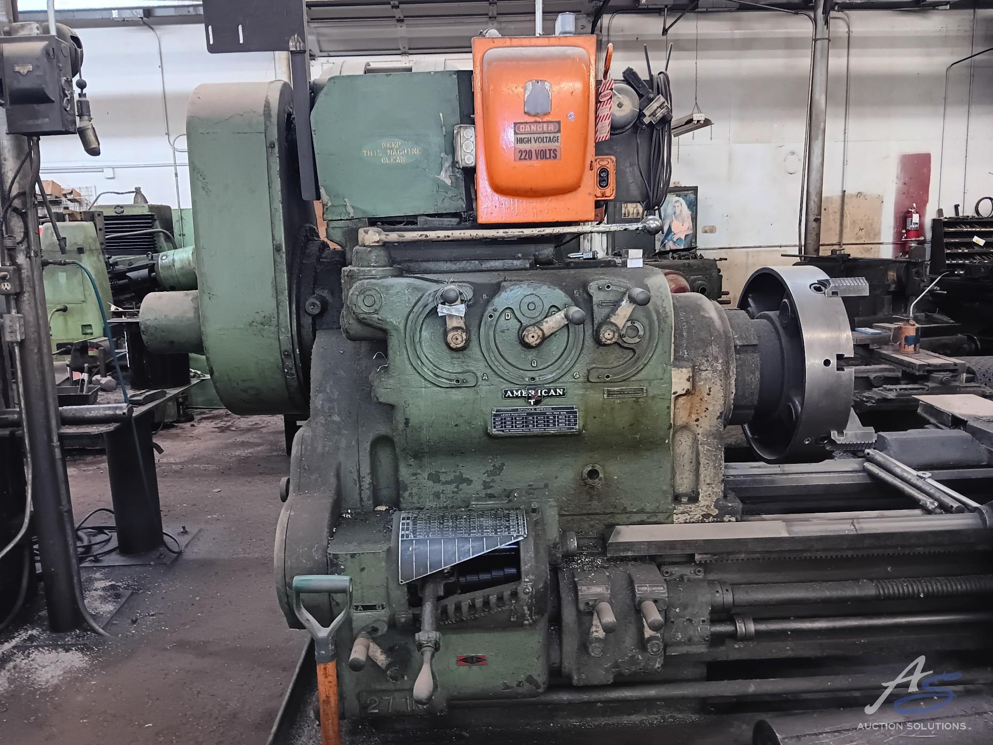 American T Lathe 32" Swing and 12' Bed 3 Phase
