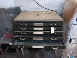 Metal Table and Blueprint Drawers