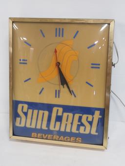 Lighted Sun Crest Beverages clock