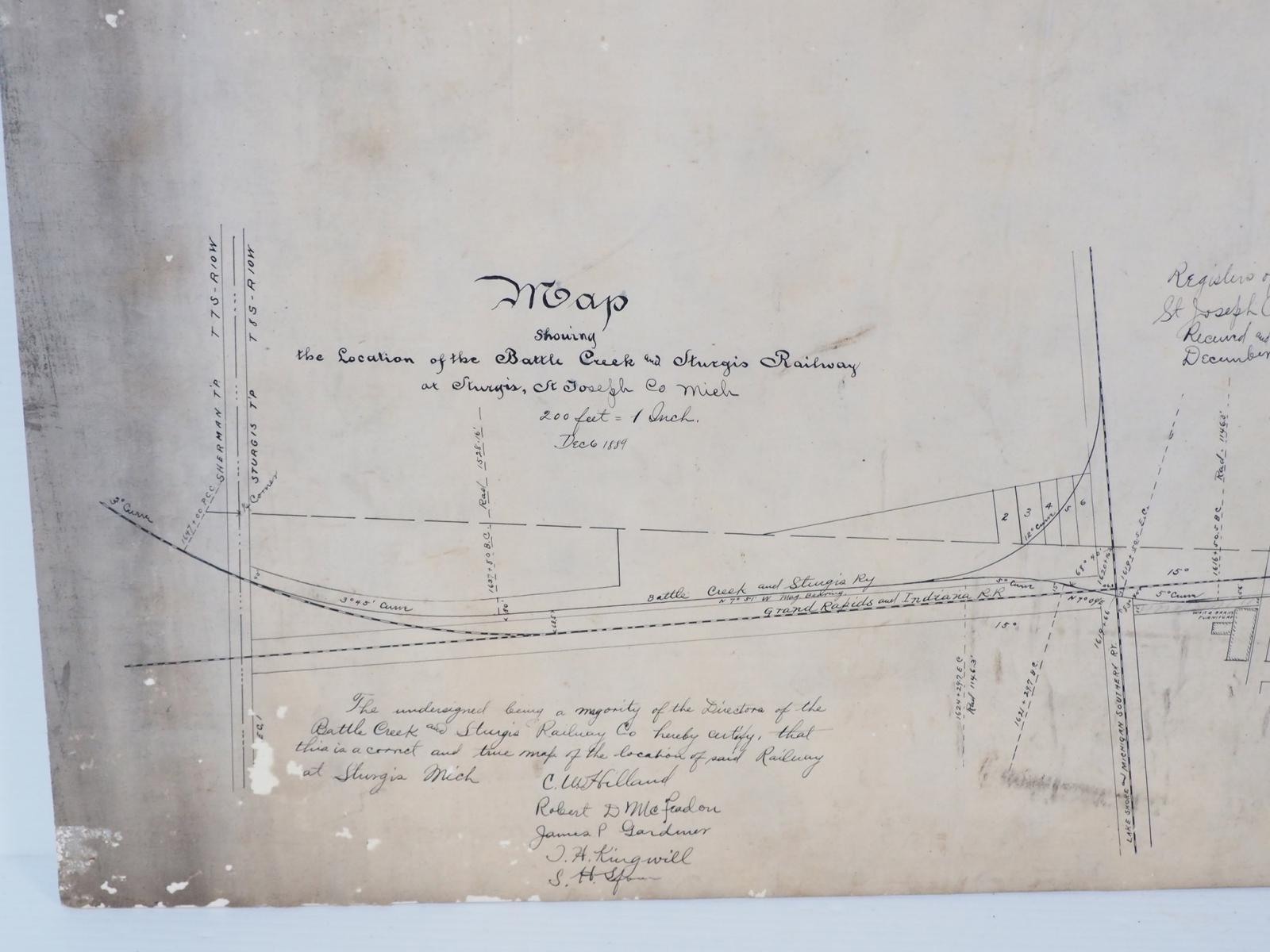 Early map drawing of Michigan railway
