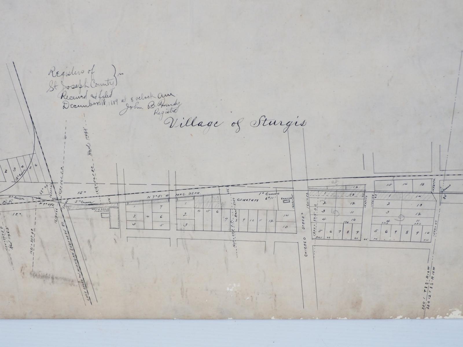 Early map drawing of Michigan railway