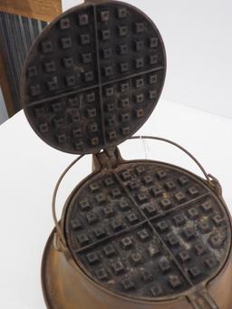 Wardway cast iron waffle iron