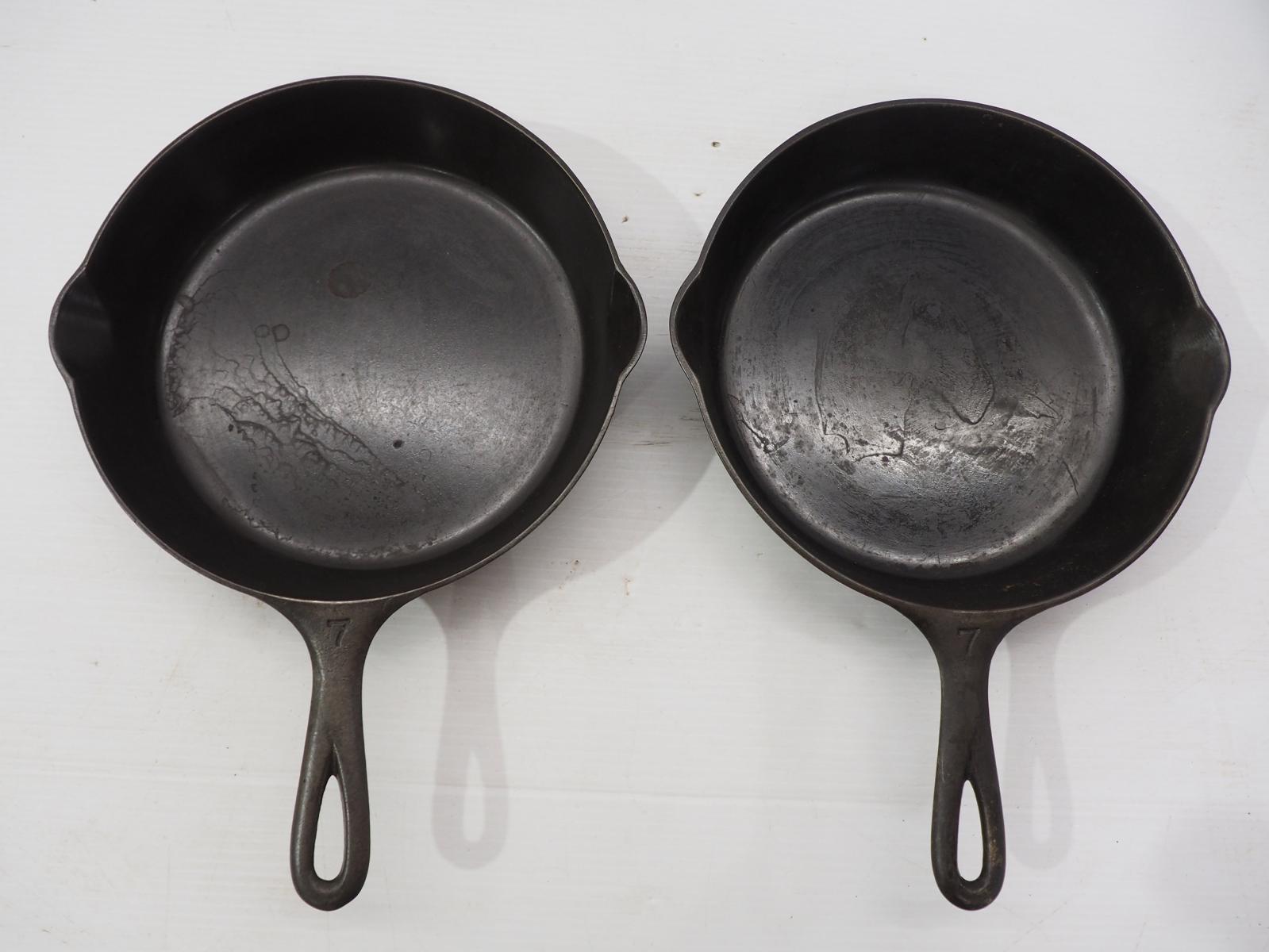 (2) Griswold No.7 cast iron skillets