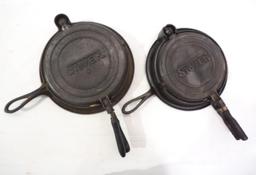 (2) Stover waffle irons: No.8 / No.9