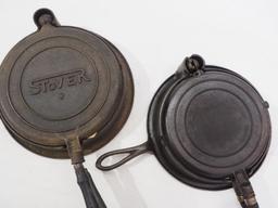 (2) Stover waffle irons: No.8 / No.9
