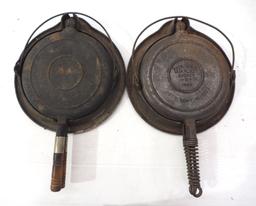 (2) Wagner cast iron waffle irons