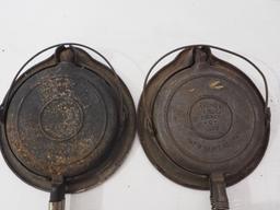 (2) Wagner cast iron waffle irons