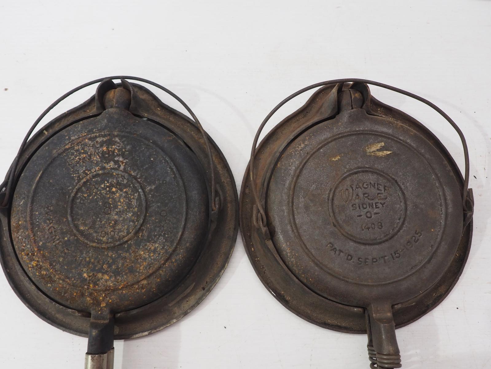 (2) Wagner cast iron waffle irons