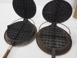 (2) Wagner cast iron waffle irons