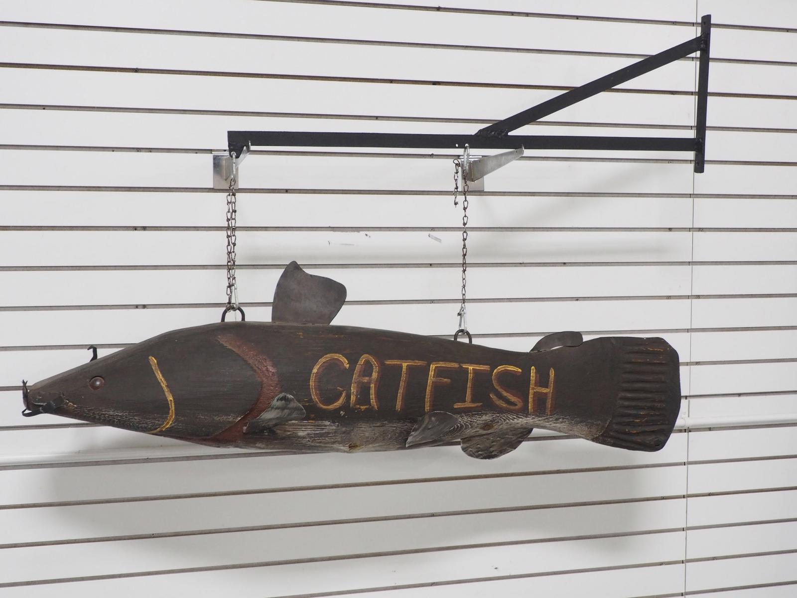 Catfish trade sign with added hanging bracket