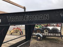 1998 TRAILERMAN 25FT TRIPLE AXLE FLATBED GOOSENECK TRAILER W/ 2 RAMPS