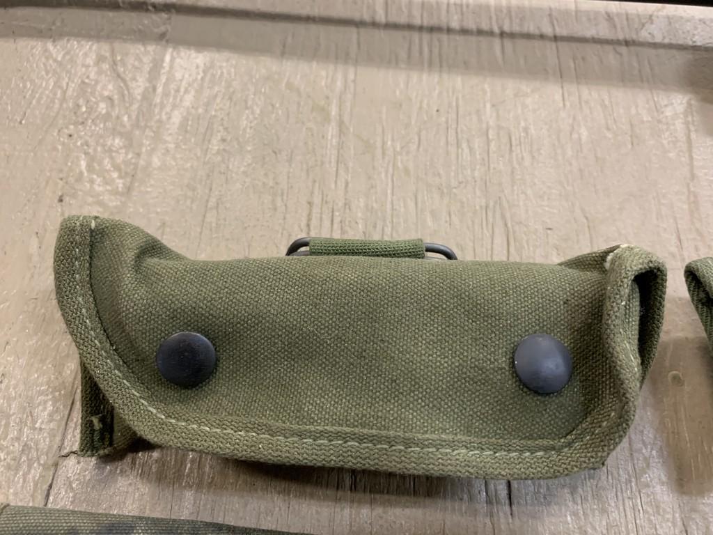 (6) U.S. MILITARY AMMO POUCHES; (2) US MILITARY GRENADE SITE - NEVER USED