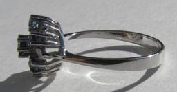 SAPPHIRE CLUSTER RING 14K WHITE GOLD SIZE 7 1/2