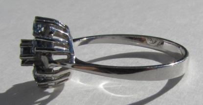 SAPPHIRE CLUSTER RING 14K WHITE GOLD SIZE 7 1/2