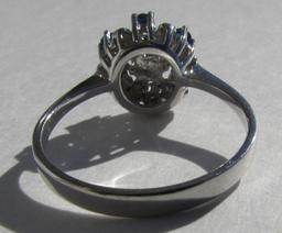 SAPPHIRE CLUSTER RING 14K WHITE GOLD SIZE 7 1/2