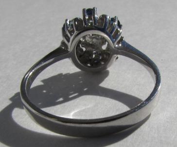 SAPPHIRE CLUSTER RING 14K WHITE GOLD SIZE 7 1/2
